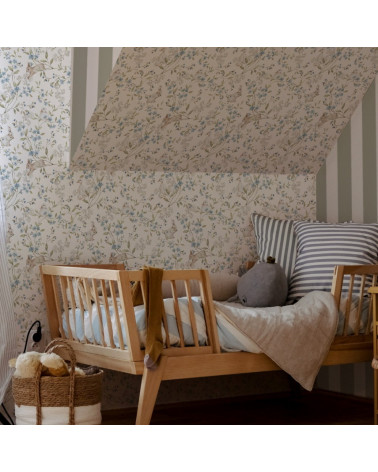 Papier peint enfant animaux des prés avec lapins et canards