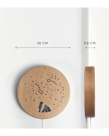 Lampe veilleuse ronde en bois -  Ciel