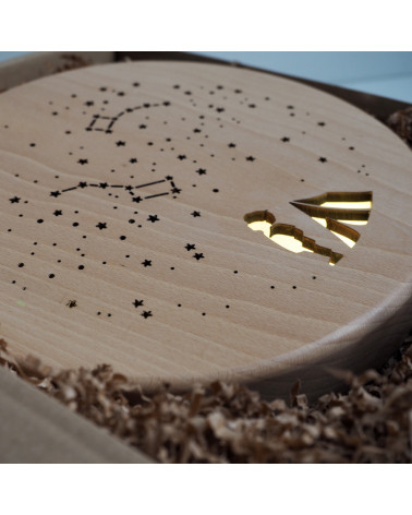 Lampe veilleuse ronde en bois -  Ciel