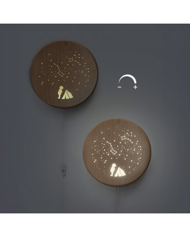 Lampe veilleuse ronde en bois -  Ciel