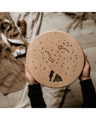 Lampe veilleuse ronde en bois -  Ciel