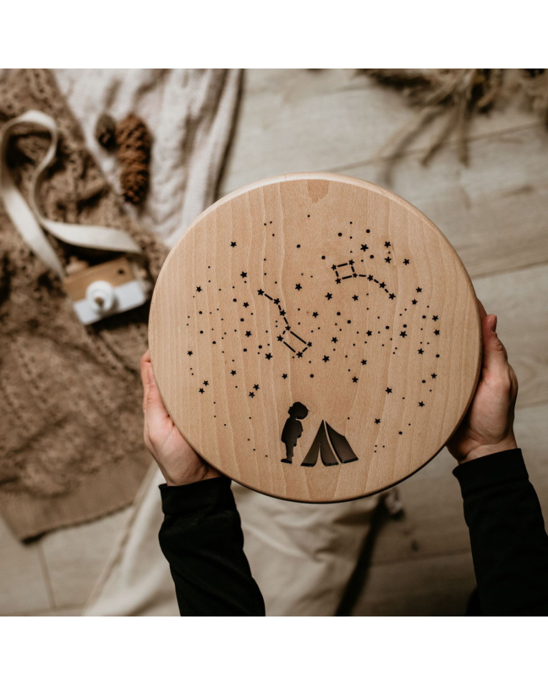 Lampe veilleuse ronde en bois -  Ciel