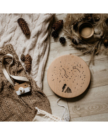 Lampe veilleuse ronde en bois -  Ciel