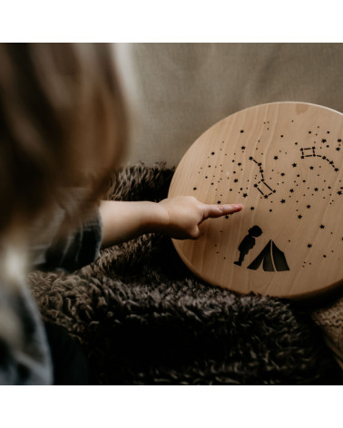 Lampe veilleuse ronde en bois -  Ciel