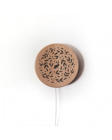 Lampe veilleuse ronde en bois - lapin