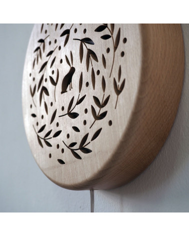 Lampe veilleuse ronde en bois - lapin