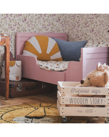 Papier peint enfant fleurs en rose et bleu