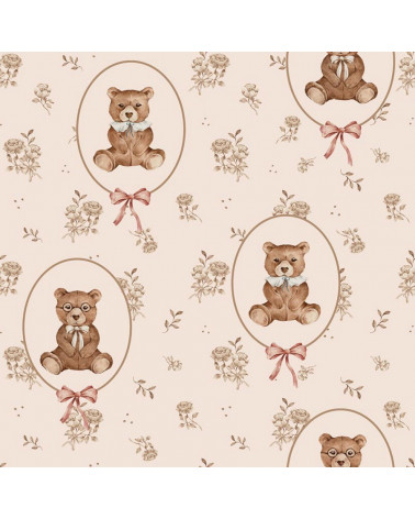 Papier peint enfant oursons et fleurs