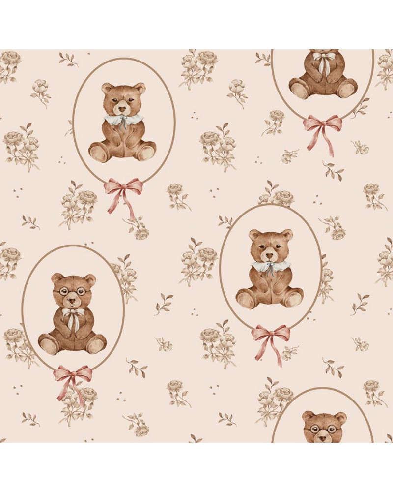 Papier peint enfant oursons et fleurs