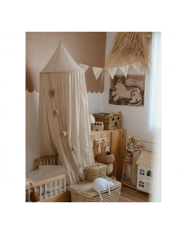 Papier peint enfant petits carreaux cannelle