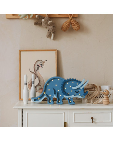 Lampe veilleuse en bois dinosaure tricératops