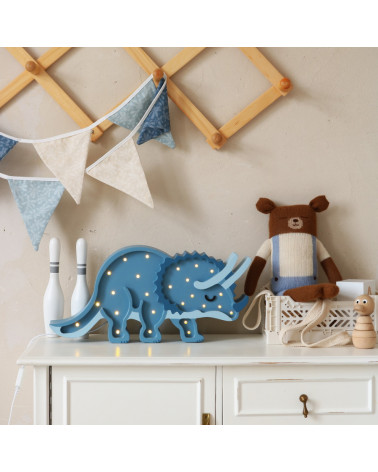 Lampe veilleuse en bois dinosaure tricératops
