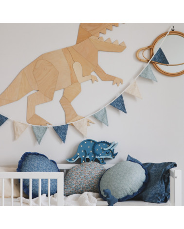 Lampe veilleuse en bois dinosaure tricératops