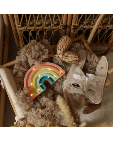 Lampe veilleuse en bois arc-en-ciel mini, pastel