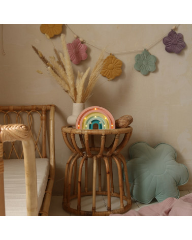 Lampe veilleuse en bois arc-en-ciel mini, pastel