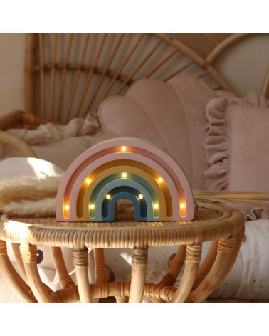 Lampe veilleuse en bois arc-en-ciel mini, rétro
