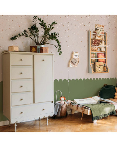 Papier peint petites étoiles fond rose poudré