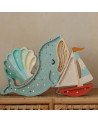 Lampe veilleuse en bois baleine lagoon waves