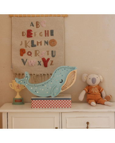 Lampe veilleuse en bois baleine lagoon waves