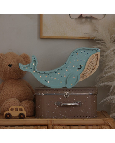 Lampe veilleuse en bois baleine lagoon waves