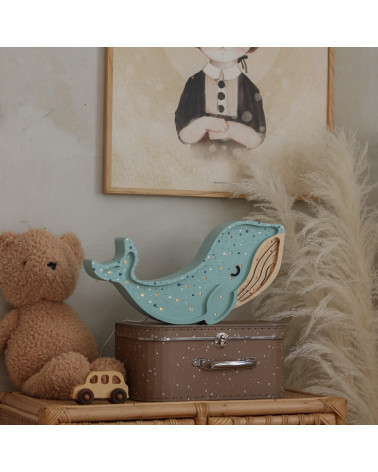 Lampe veilleuse en bois baleine lagoon waves