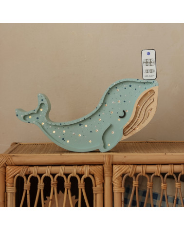 Lampe veilleuse en bois baleine lagoon waves