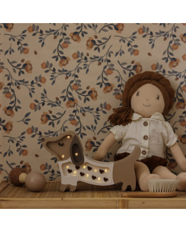 Lampe veilleuse en bois mini chien - cœurs chocolat
