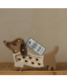 Lampe veilleuse en bois mini chien - cœurs chocolat