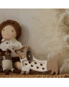 Lampe veilleuse en bois mini chien - cœurs chocolat