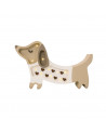 Lampe veilleuse en bois mini chien - cœurs chocolat