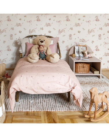 Papier peint enfant petits lapins roses