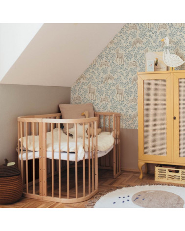 Papier peint enfant animaux de conte de fées fond beige