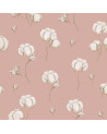 Papier peint enfant  champ de coton fond rose