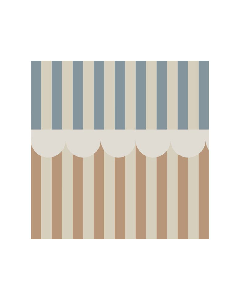 échantillon papier peint à rayures - beige foncé et bleu délicat