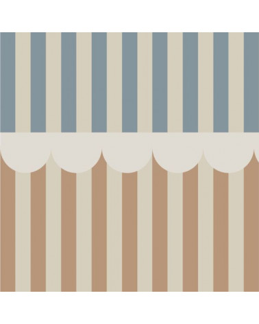 échantillon papier peint à rayures - beige foncé et bleu délicat