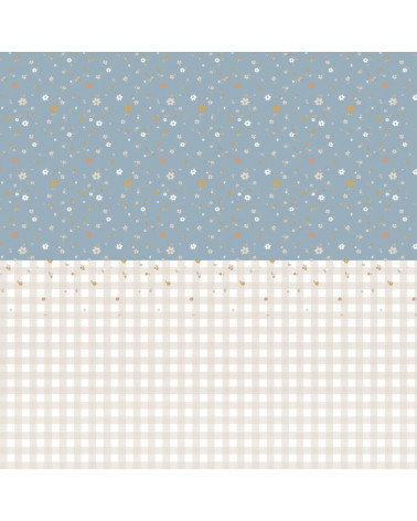 Papier peint enfant Boho meadow blue and check