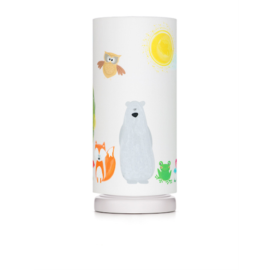 Lampe de chevet tube animaux de la forêt