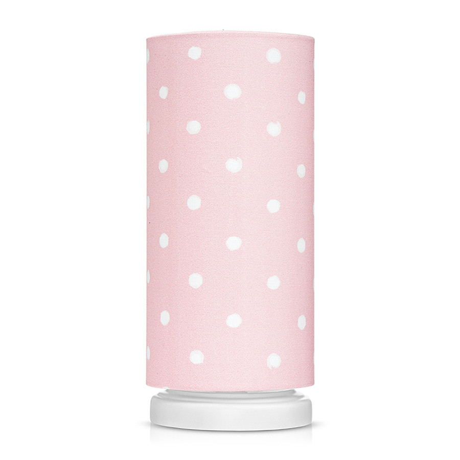 Lampe de chevet tube rose à pois