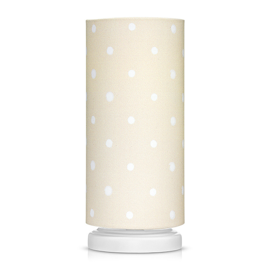 lampe de chevet tube beige à pois
