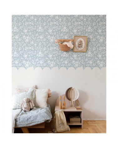 Papier peint enfant lace meadow blue and milky