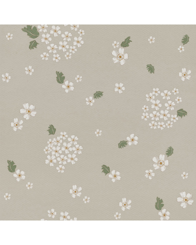 Papier peint enfant petites fleures blanches