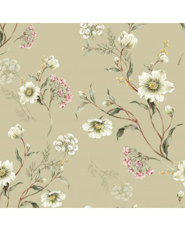 Papier peint enfant Light Green Blossom - fleurs dans les tons verts clairs