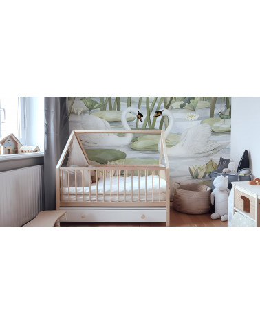 Papier peint enfant cygnes Spectacular swans - Kikki Belle