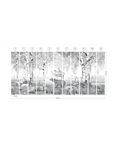 Papier peint enfant Bear King - Black and white - Kikki Belle