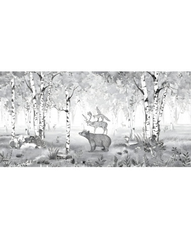 Papier peint enfant Bear King - Black and white - Kikki Belle