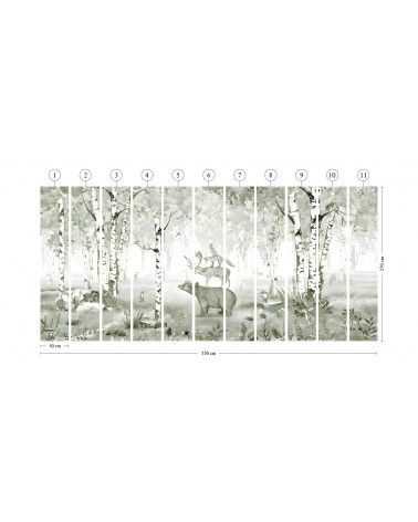 Papier peint enfant Bear King- Green - Kikki Belle