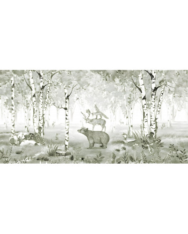 Papier peint enfant Bear King- Green - Kikki Belle