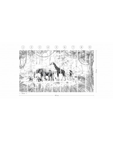 Papier peint enfant Animal Parade - Noir et Blanc - Kikki Belle