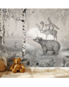 Papier peint enfant Bear King - Black and white - Kikki Belle