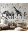 Papier peint enfant Animal Parade - Noir et Blanc - Kikki Belle
